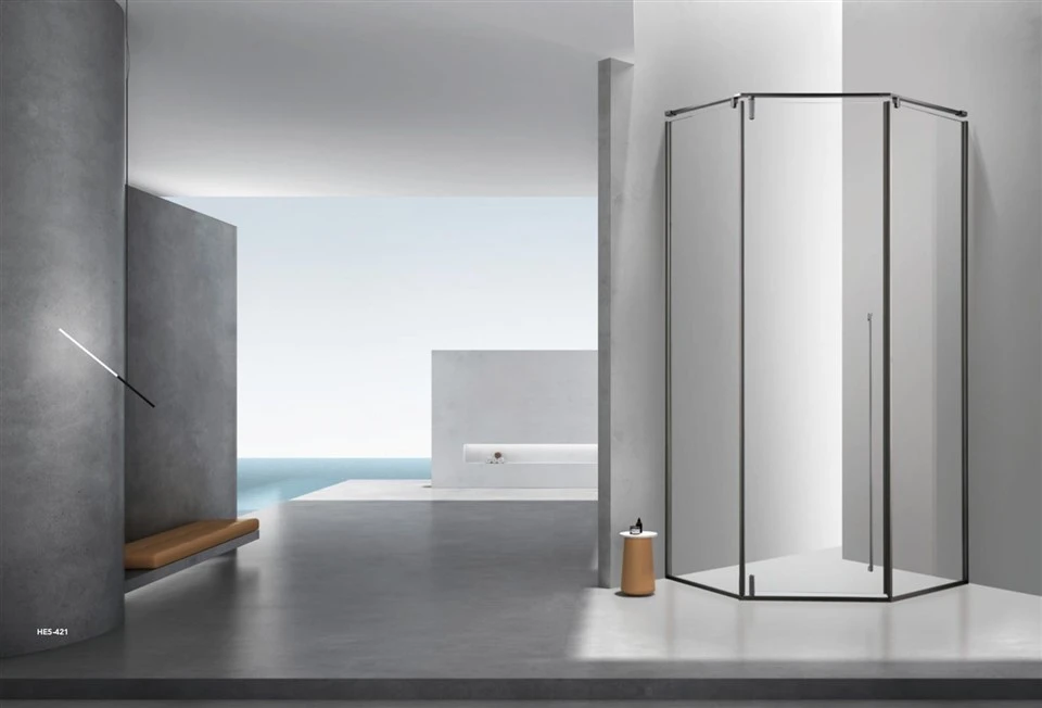 Tempered Clear Glass Casement Door Shower Room